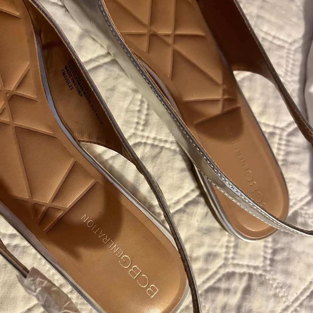 Bcbgeneration Silver Slingback Flats - image 4